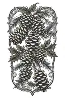 small pinecones and pine trees tattoo design idea