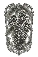 small pinecones and pine trees tattoo design idea