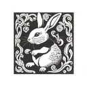 white rabbit in a black square tattoo design idea