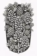 small pinecones and pine trees tattoo design idea
