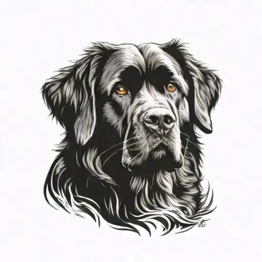 Newfoundland dog surrounded tattoo design idea
