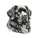 Newfoundland dog surrounded tattoo design idea