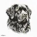 Newfoundland dog surrounded tattoo design idea
