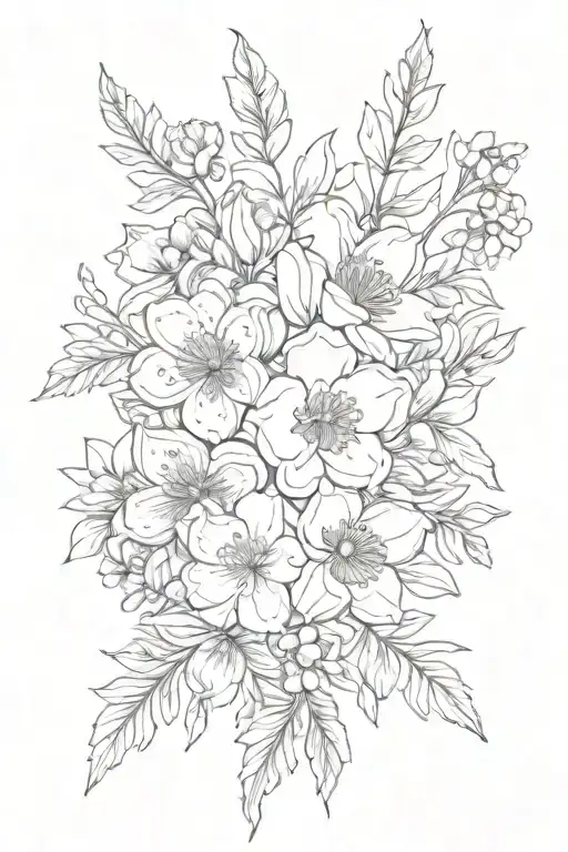 January February march may June birth flower bouquet  tattoo design idea