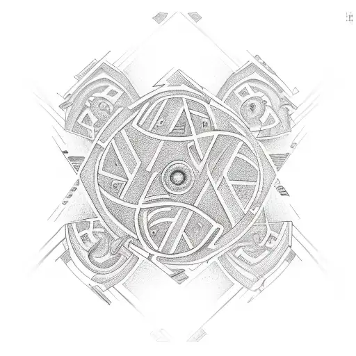 A tattoo of a labyrinth with coding symbols incorporated into the design, representing the complexity and challenge of programming tattoo design idea