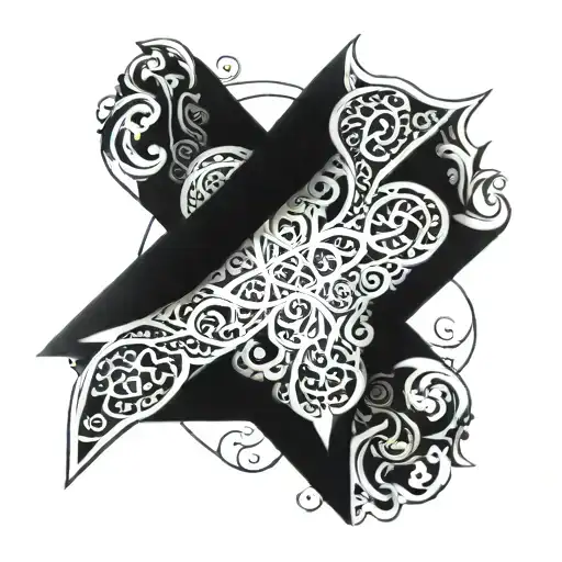 Incorporate the Cross of St. Andrew into a mandala design with intricate patterns and details tattoo design idea