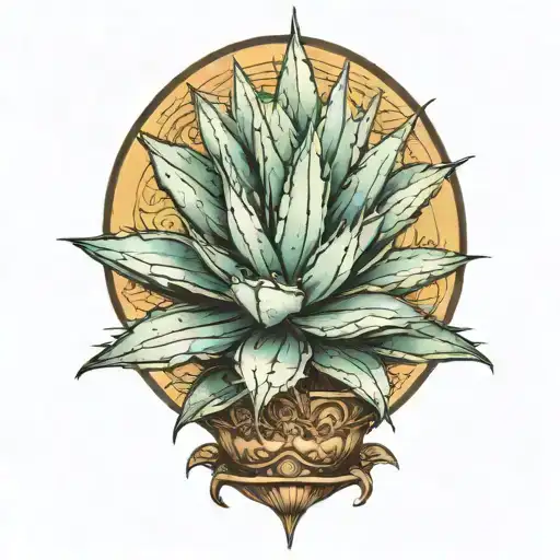 large Agave plant representing mexican heritage, no background tattoo design idea