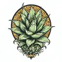 large Agave plant representing mexican heritage, no background tattoo design idea