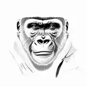 A gorilla in a World War I pilot uniform flies on a red plane, a scarf flutters behind his back tattoo design idea