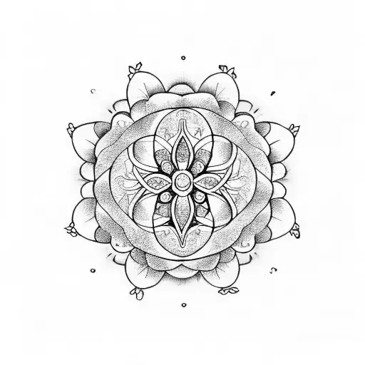 flowers and seed of life tattoo design idea