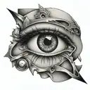 three nails passing through an eye tattoo design idea