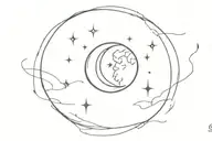 Design Concept:  	1.	Moon Image: A Waning Gibbous moon with 96% illumination, prominently placed. 	2.	Pisces Symbol: Bel tattoo design idea