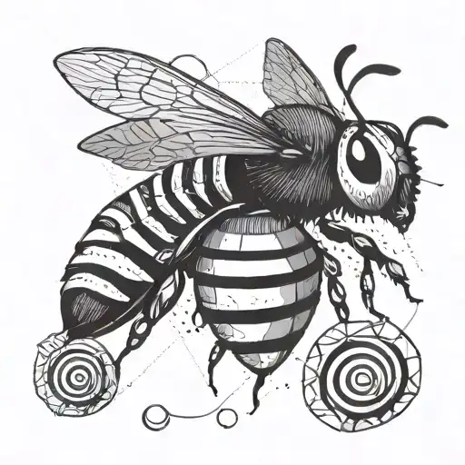 bee on top of snail tattoo design idea
