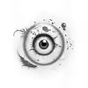 Suminagashi elements coming out from an eye tattoo design idea