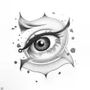 Suminagashi elements coming out from an eye tattoo design idea