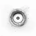 Suminagashi elements coming out from an eye tattoo design idea