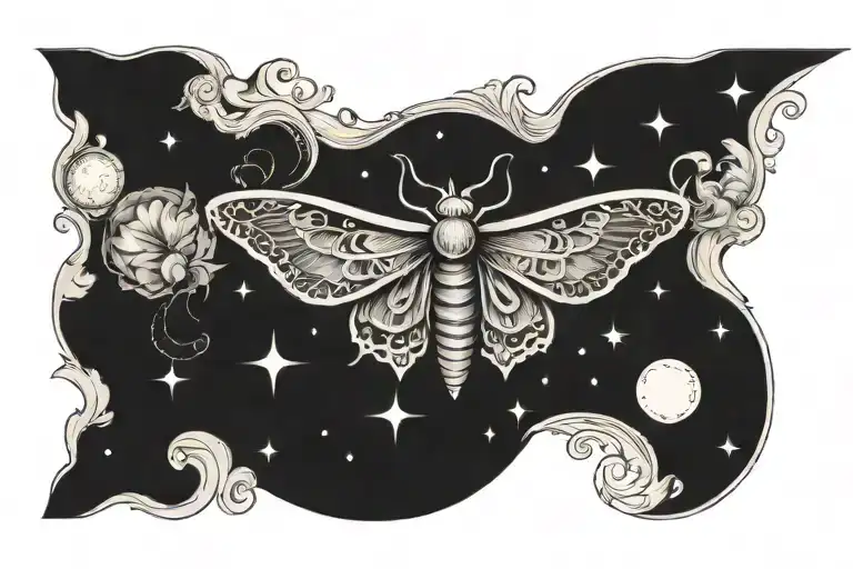 moth music and moon phases sternum tattoo design tattoo design idea