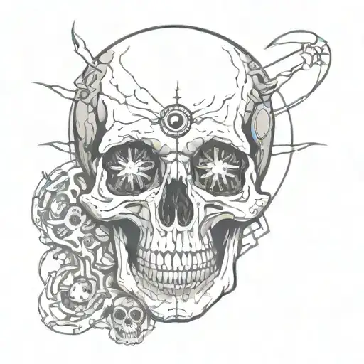 Skull third eye opening tattoo design idea