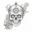 Skull third eye opening tattoo design idea