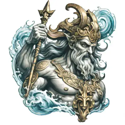 poseidon god tattoo design idea