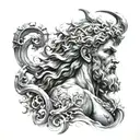 poseidon god tattoo design idea