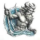 poseidon god tattoo design idea