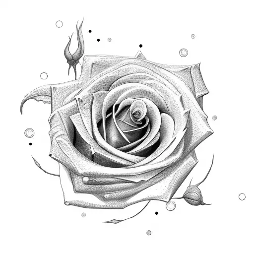 rose tangled in mechanical key tattoo design idea