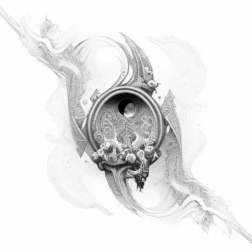 A dark and intricate keyhole design with the letters EDT subtly hidden within the details tattoo design idea