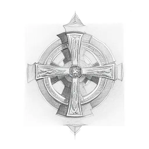 Christian Cross on 3 mountain tattoo design idea