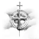 Christian Cross on 3 mountain tattoo design idea