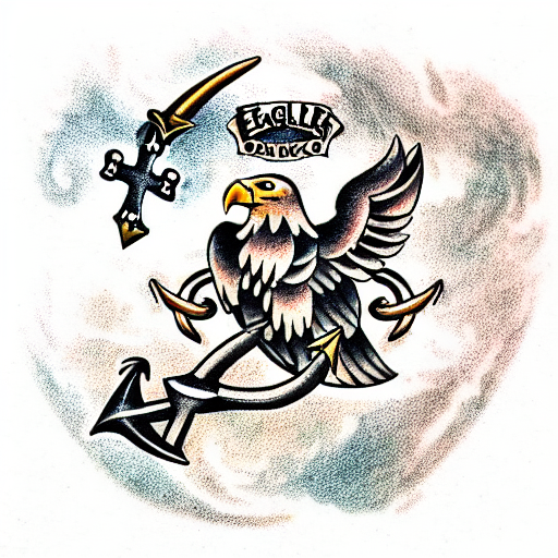 Eagle, Globe and Anchor tattoo design idea