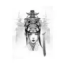 samurai with girl face  tattoo design idea