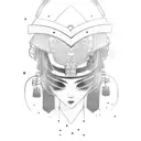 samurai with girl face  tattoo design idea