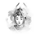samurai with girl face  tattoo design idea