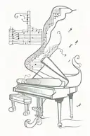 piano keyboard that changes to DNA that changes to a guitar tattoo design idea