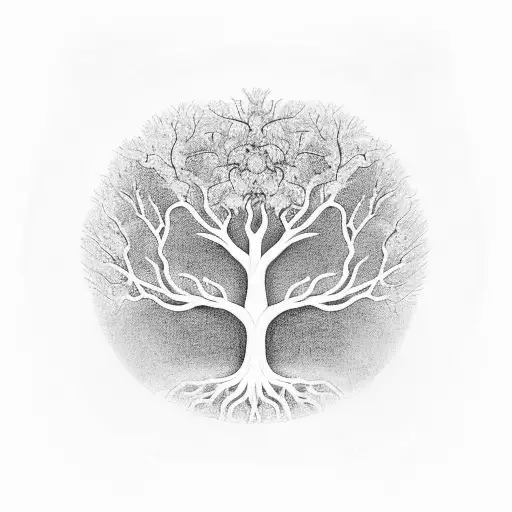 Black and Grey “Tree Of Life” Tattoo Idea - BlackInk AI