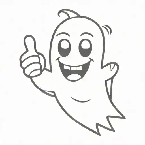 Ghost cartoon with thumbs up  tattoo design idea