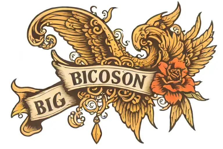 Big font , Chosen 1 with wings spread wide tattoo design idea