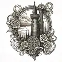 medievel dark tower tattoo design idea