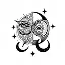 Sun and Moon tattoo design idea