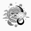 Sun and Moon tattoo design idea