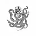 snake that is half skeleton tattoo design idea