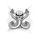 snake that is half skeleton tattoo design idea