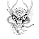 snake that is half skeleton tattoo design idea