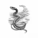 snake that is half skeleton tattoo design idea