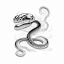 snake that is half skeleton tattoo design idea