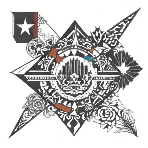 merged cuban and Mexican flag tattoo design idea