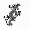 a dragon on a black background without the building and replace flowers with chinese style clouds  tattoo design idea