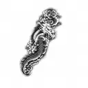 a dragon on a black background without the building and replace flowers with chinese style clouds  tattoo design idea