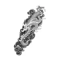 a dragon on a black background without the building and replace flowers with chinese style clouds  tattoo design idea